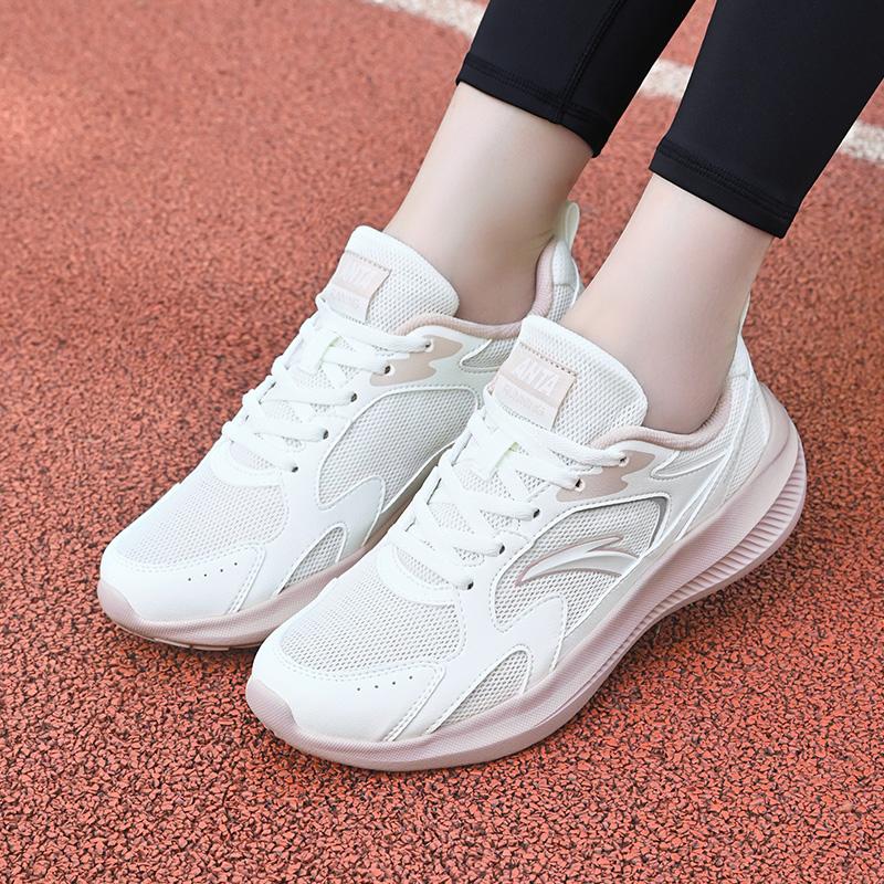 Anta Casual Fashion Comfortable Shock Absorbing Breathable Non-Slip Low-Top Running Shoes Women sneaker Ivory-White Silver Lotus-Gray 922535507-2