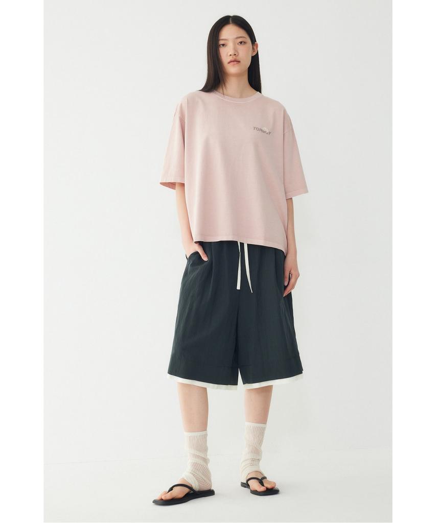 STUDIO TOMBOY Garment Dyed Reversible Print Short Sleeve T-Shirt_Light Pink 9176322974