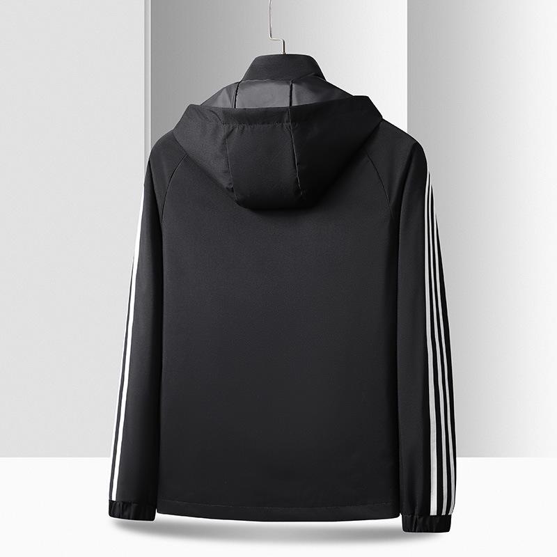 Men's Casual Three Stripe Hooded Jacket - Autumn/Winter