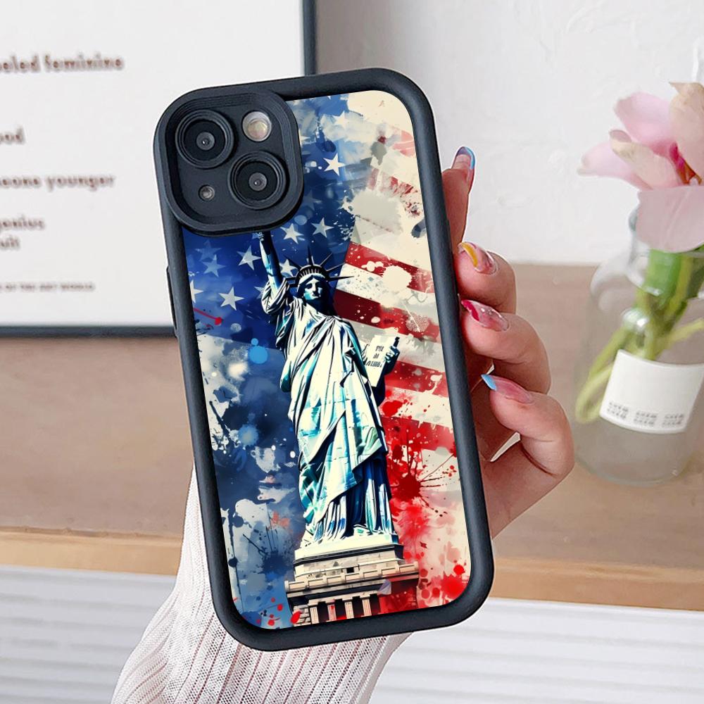 USA America Flag Thicken TPU Mobile Phone Case for iPhone 17 16 15 14 13 12 11 Air Pro Max Plus Colorful Cover