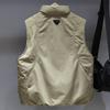 Men Plus‑Size 50% White Duck Down Vest, Embossed Fabric Stand Collar Sleeveless Puffer Gilet Winter Loose Fit Outerwear