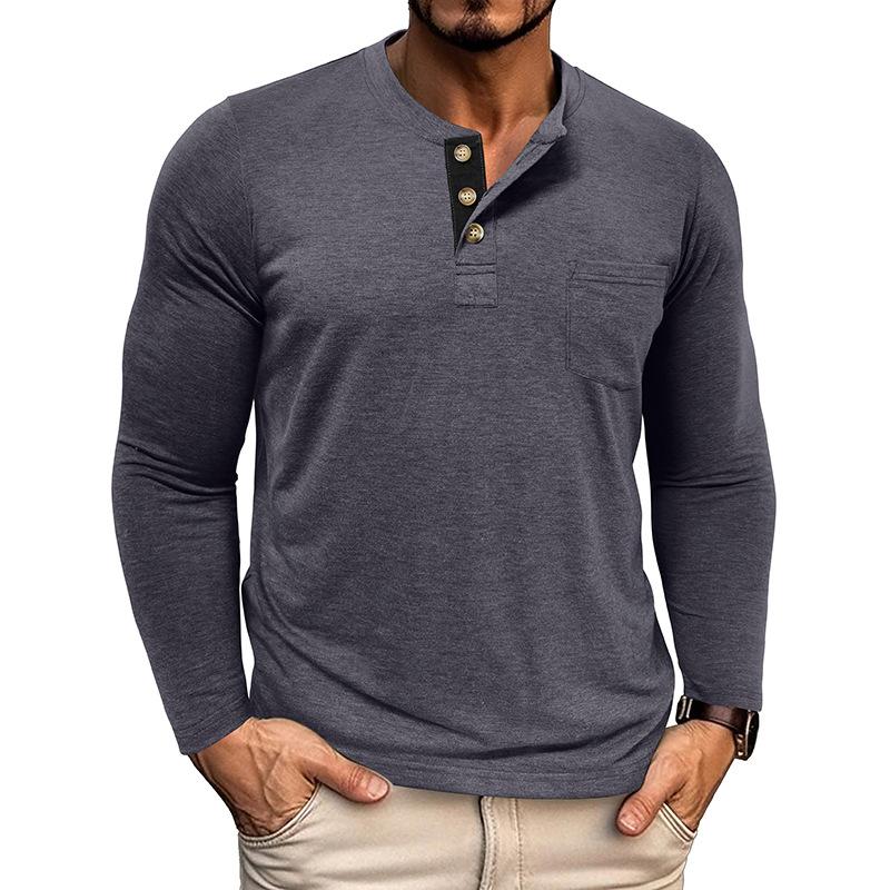 Men S Casual Long Sleeve Color Block Henley T Shirt