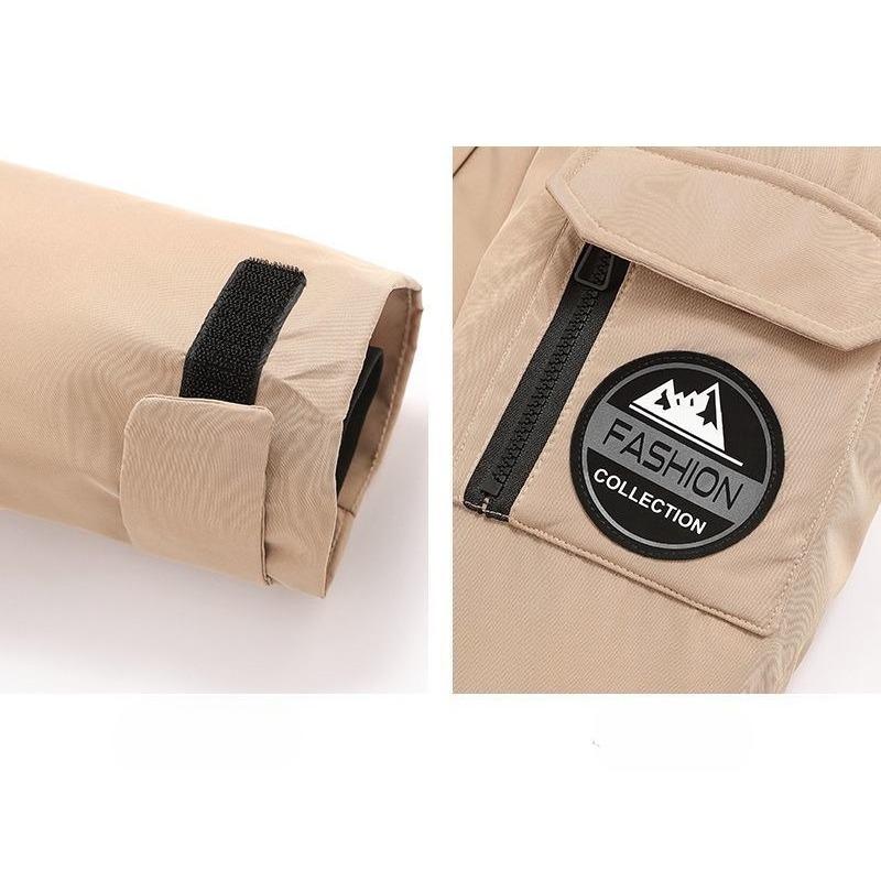 Winter Thickened Warm Workwear Down Cotton Coat with Fur Collar Loose Korean Style Jacket