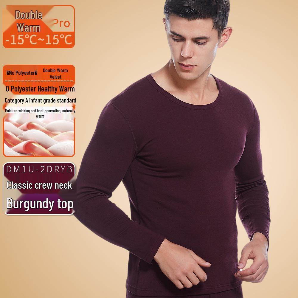 Men's Seamless Polyester Base Layer: No-Pill V-Neck, Round Neck, Mid-High Neck, Warm Autumn Top & Pants