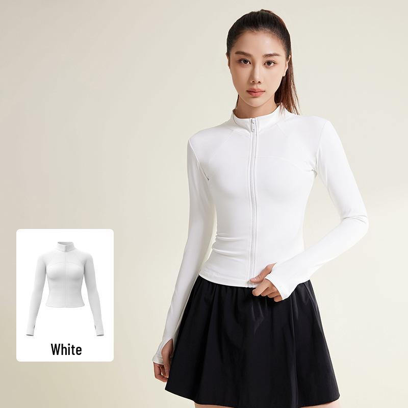 Juyi Hall Colorblock Slim Fit Yoga Jacket with Thumb Holes - Autumn/Winter Fitness Top