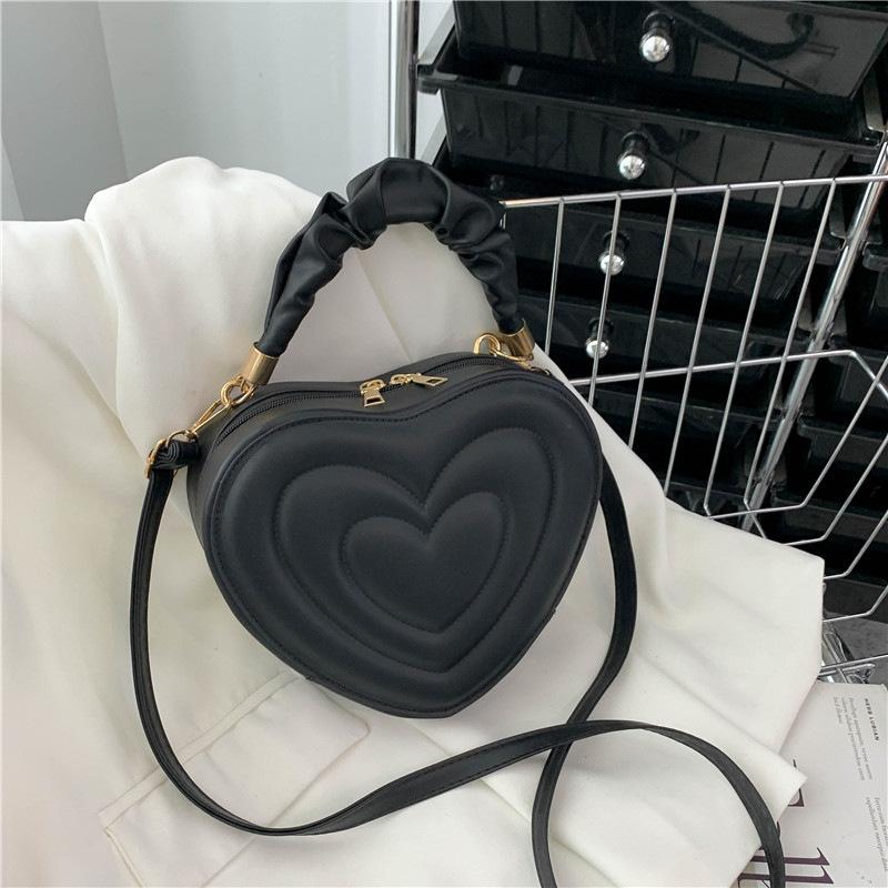 1Pcs Fashi Love Heart Shape Shoulder Bag Small Handbags Designer Crossbody Bags For Women Solid Pu Leather Top Handle Bag