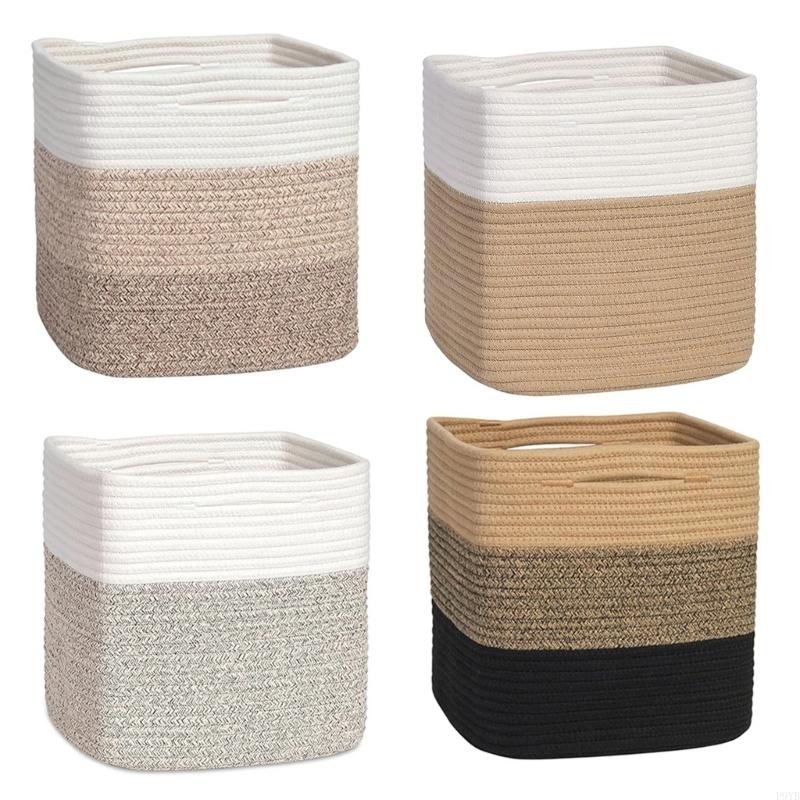 Pack Of 3 Cotton Fabric Baskets For Home Arrangement Great For Laundry Towels And Belongings P9YB