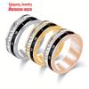Luxuriöser drehbarer Ring aus Titanstahl mit römischen Ziffern und quadratischen Diamanten - Unisex Verlobungsschmuck