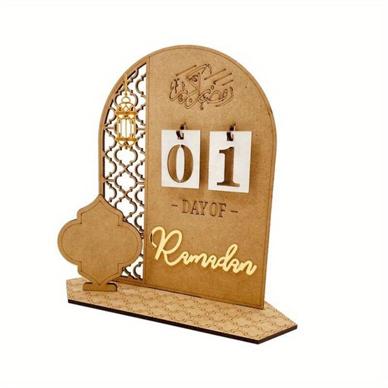 

3D Деревянный Рамадан Обратный Отсчет Календарь Исламский Ид Мубарак Адвент Декор Материал Бревно Украшение для Дома Комнаты Стола Праздничные Принадлежности