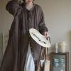 Spring Autumn Women's Vintage Ramie Shirt Dress Women Lantern Sleeve Design Dresses Loose Thin Vestidos