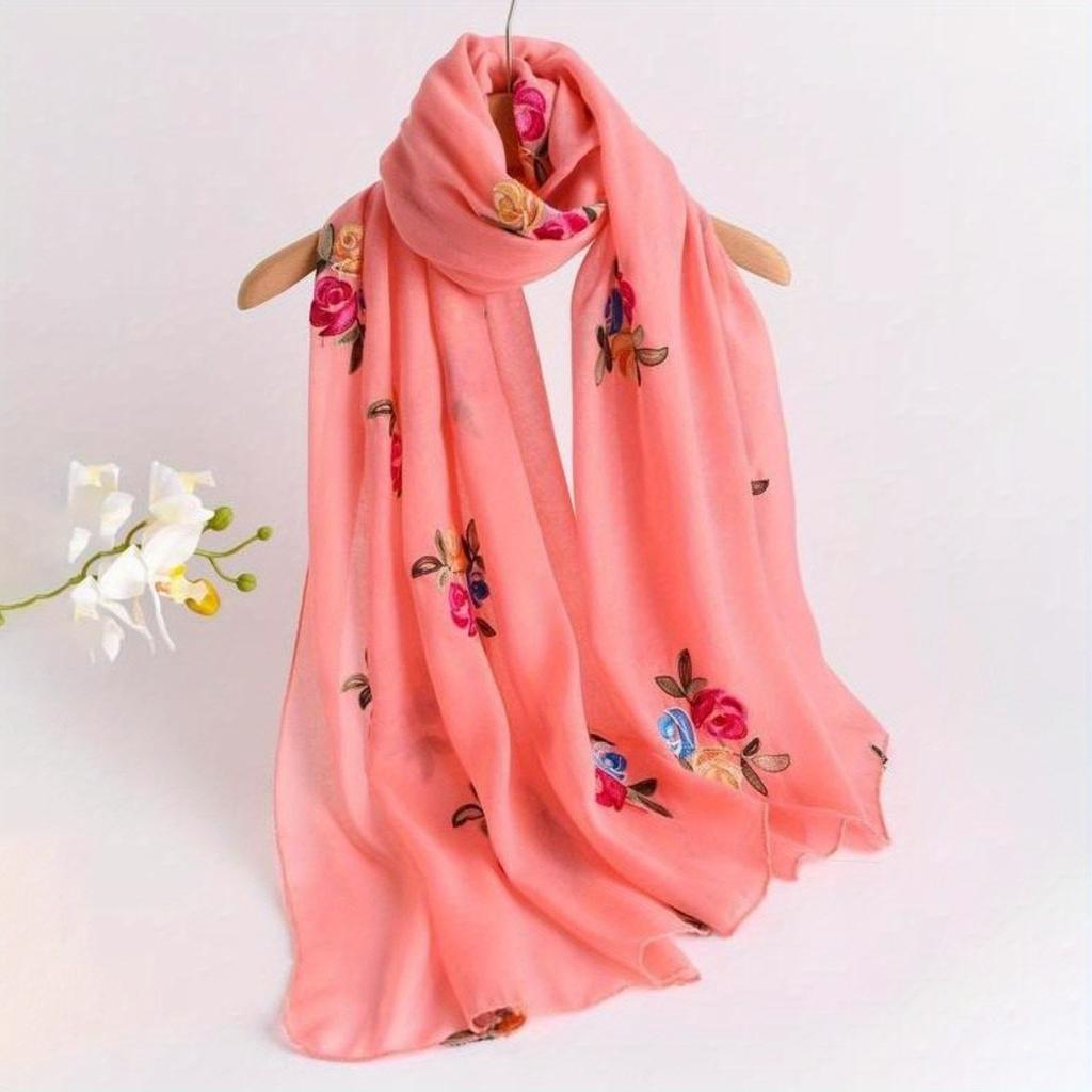 Floral Print Long Scarf, Stylish Soft And Comfortable Women'S Shawl, Casual Multi-Purpose Humble Scarf For All Seasons,