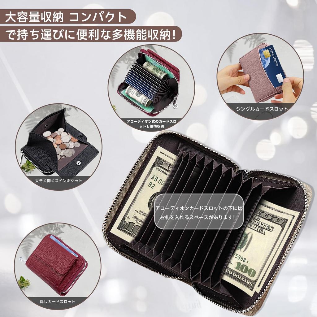 Zabatoco Mini Bifold Wallet for Men and Women, Card Case, RFID, Anti-Skimming, Coin Purse, Slim, Lightweight, Holds 12 Cards, Accordion-Style, Large
