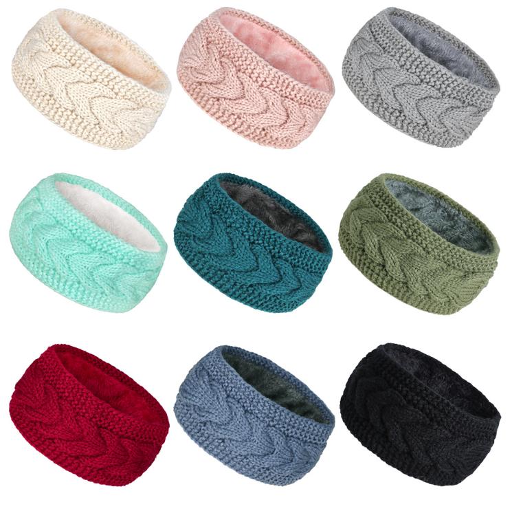 Wide Headbands Fleece Hair Accessories Women Cable Knitted Warm Turban Headwrap Thick Chunky Ear Warmer Crochet Hairbands Bandanas Hair Accessories