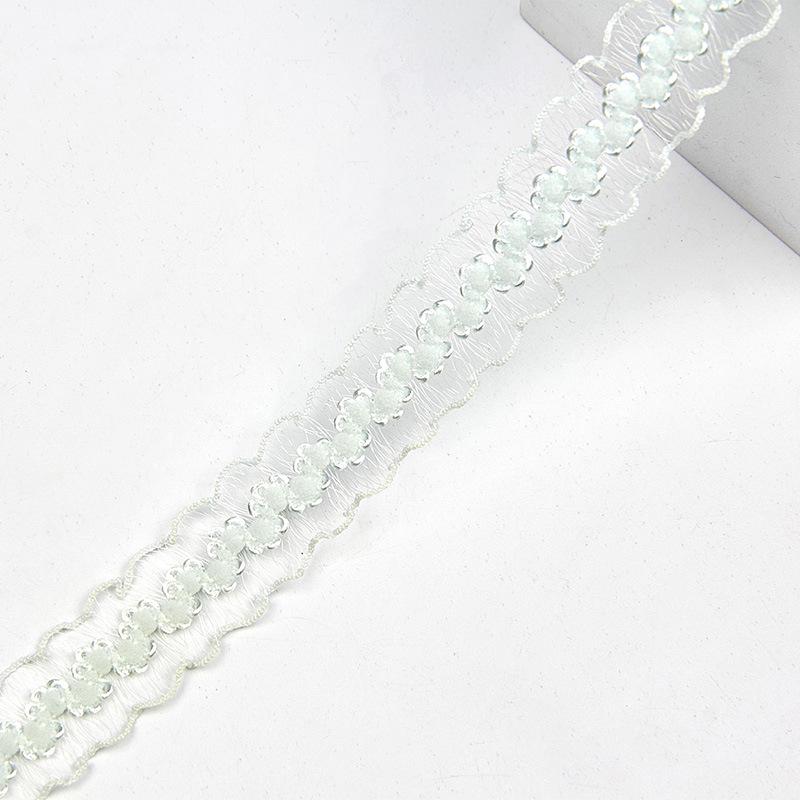 2cm Double-Sided Fish Silk Pleated Elastic Lace Trim for Neckline Decoration