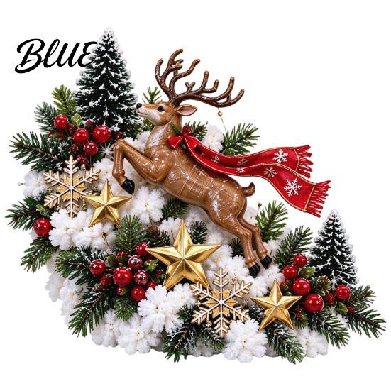 Holiday Entryway Stair Snowy Banister Decor Warm Sleigh Railing Garland Santa LED Lighted Decoration Pre-Lit
