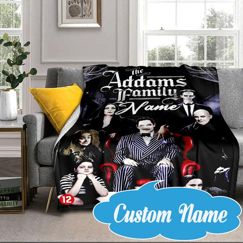 Benutzerdefinierter Name Nightmare Addams Decke Bett Sofa Decke Flanelldecke für Camping, Wandern, Picknick Zubehör, Geschenk für Fan Familie