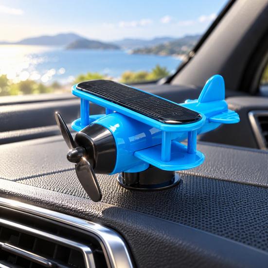 Vehicle Dashboard Decorations Solar Energy Rotating Plane, Creative Car Ornament Air Freshener Holder with Light Sensor, Unique Automotive Interior
