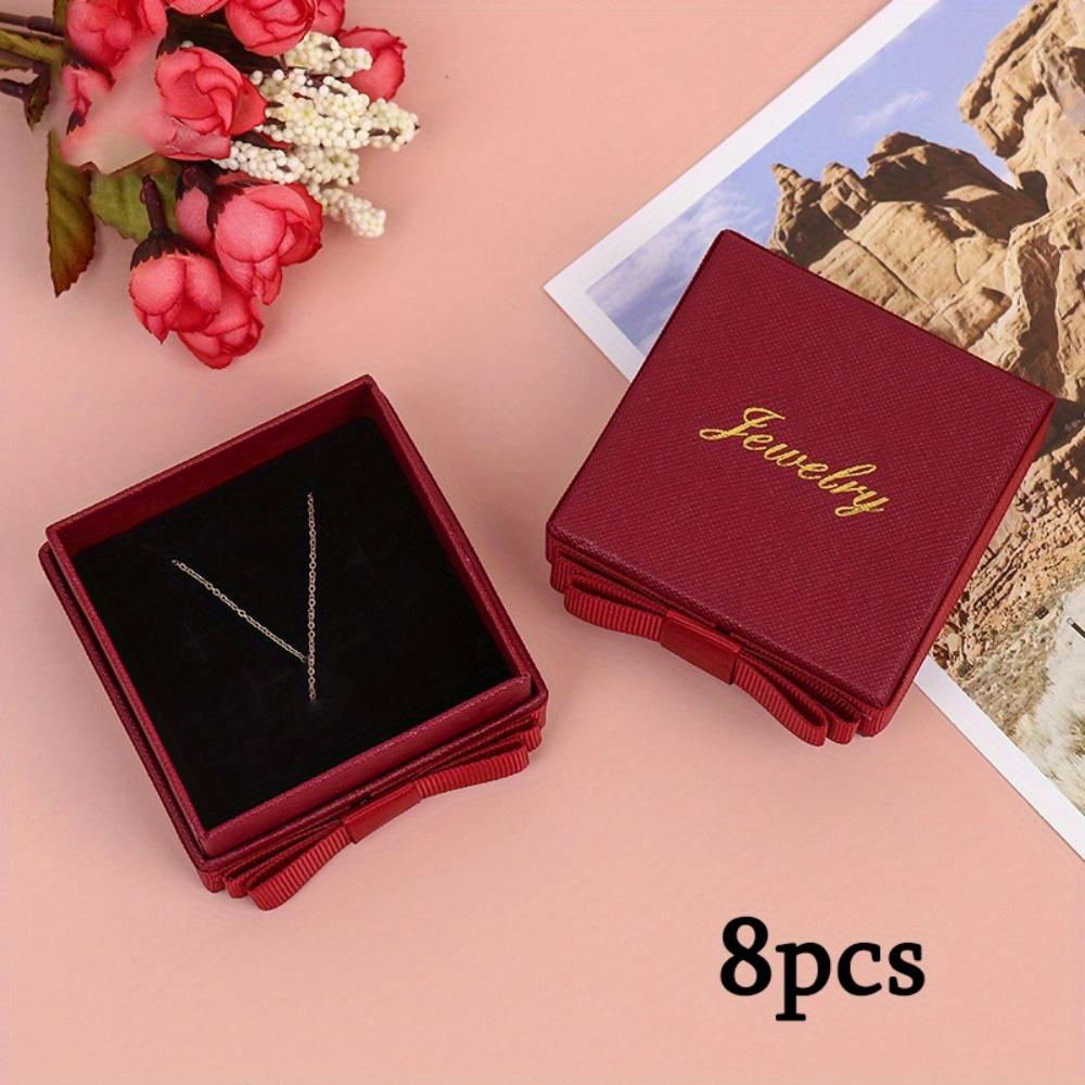 8pcs Square Jewelry Gift Box Elegant Gift Boxes with Lids and Bow Luxury Treat Boxes Paper Gift Wrap Box Jewelry Storage Box for Necklace Ring Earring