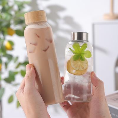 500/750/1000ml Hohes Borosilikatglas Tasse Reiseflasche Auto Tragbar Glas Wasserflasche Versiegelte Getränkeflasche Saftbecher