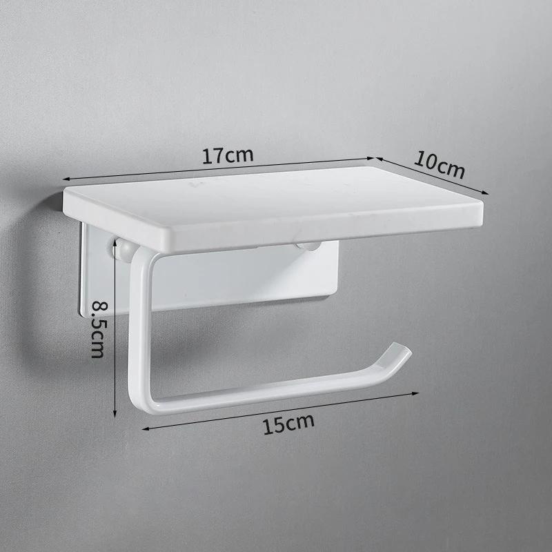 White/Black Marble Bathroom Paper Towel Holder Aluminum Wall-mounted Phone Rack Roll Tissue Shelf Bathroom Accessories