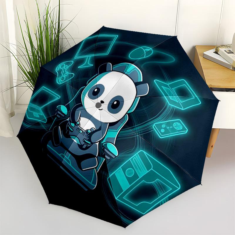 1pc Gamer Panda Auto Open/close, All-Season Portable Folding Umbrella for Women & Men, Travel, Everyday, Formal Events - Compact Luxury Parasol, Outdo