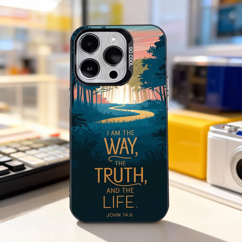 

God Jesus Bible V-Verse Phone Case For iPhone 17,16,15,14,13,12,11,Pro,XS,Max,Plus,Mini,SE4,E IMD Matte Black iPhone12
