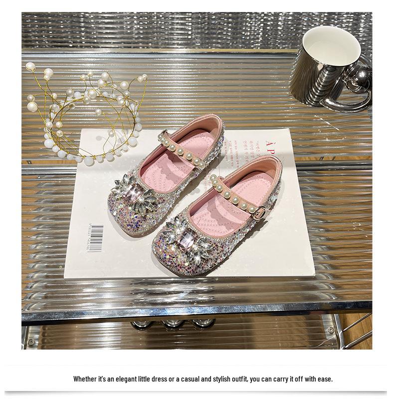 2026 Spring Rhinestone Princess Loafers: Non-slip, Breathable Shoes for Little Girls