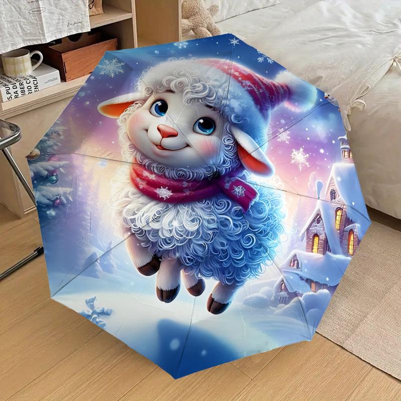 1PC Winter Snowflake Automatic Open/Close Umbrella with Windproof, 8-Rib Sturdy Canopy, Durable Ribs, Fashionable Design1304A