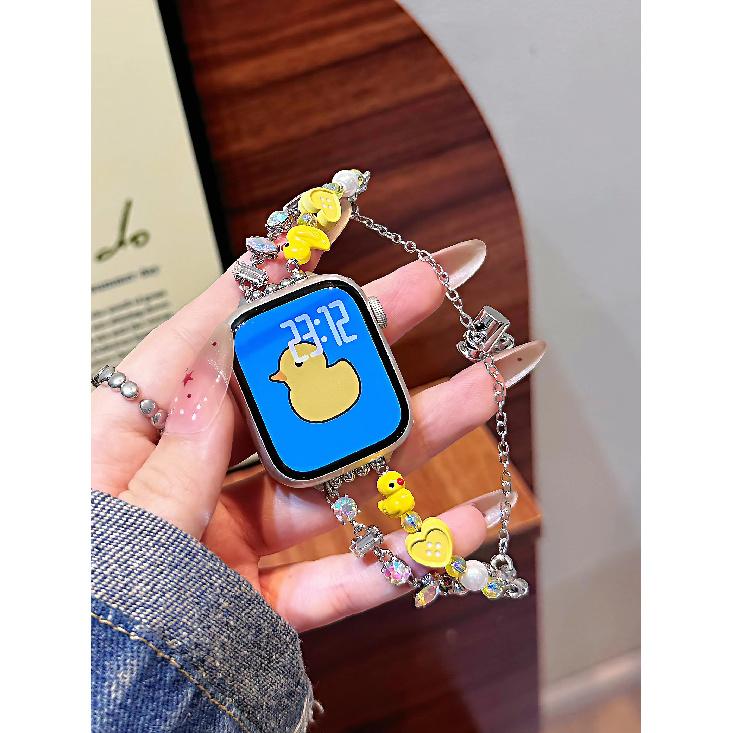 

Cute Duck Strap for apple watch 44mm 46mm 42 45 49 38 40 41 Love Button Replacement Strap for Xiaomi 10 9 8pro 9pro 18 22 20mm for Xiaomi 8 9 жёлтый