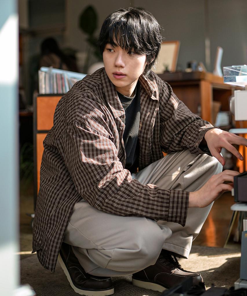 Jemeot Pretzel Oversized Check Shirt Brown Kjls2599