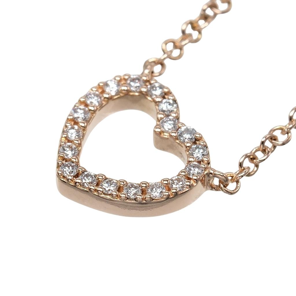 TIFFANY&Co. Metro Heart Necklace K18 Pink Gold/diamond 2g Women Used
