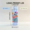1PC Colorful Folk Floral Bouquet Print 750ml Color Plastic Sports Water Bottle Leakproof Flip Straw Lid Suitable for Sports Office Home Use