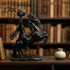 Halloween Party Window Displays Headless Horseman Holding Pumpkin Statue, Matte Black Resin Figurine, Decorative Statues for Home Gothic Tabletop