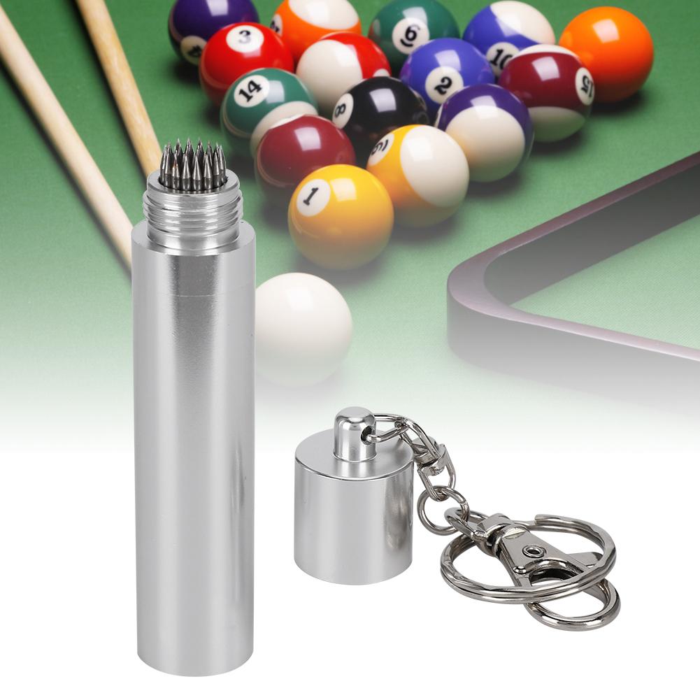 Portable Snooker Pool Cue Stick Pick Tip Shaper with Chain Metal Repair Tool AccessoriesSilver