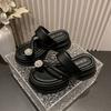 Beautiful Cool Slippers Women's Summer Wear 2025 New Set of Toe Rhinestone Muffin Thick Bottom Seaside Beach Women's Slippers