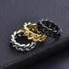 Titanium Steel Cuban Chain Ring Punk Personalized Adjustable Open Ring Minimalist Trendy Men Hipster Jewelry Birthday Holiday Gift