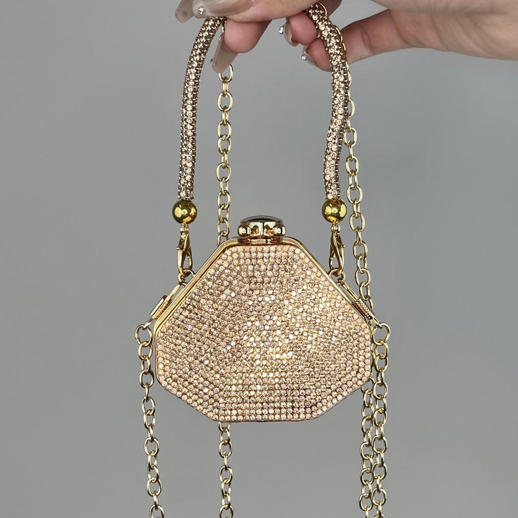 Acylic Mini Doublesided Diamond Clutch With Heart And Lock Buckle For Daily Street Style
