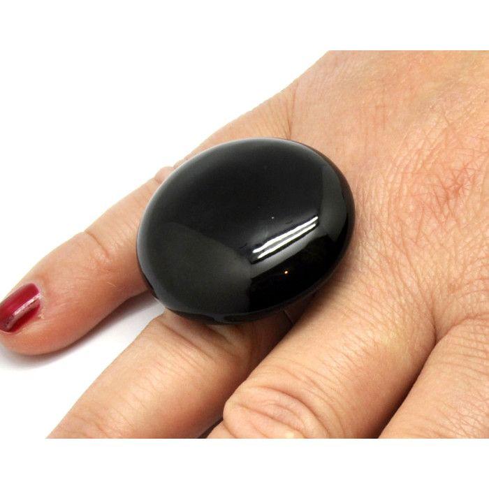 Bague céramique grand modèle Noir