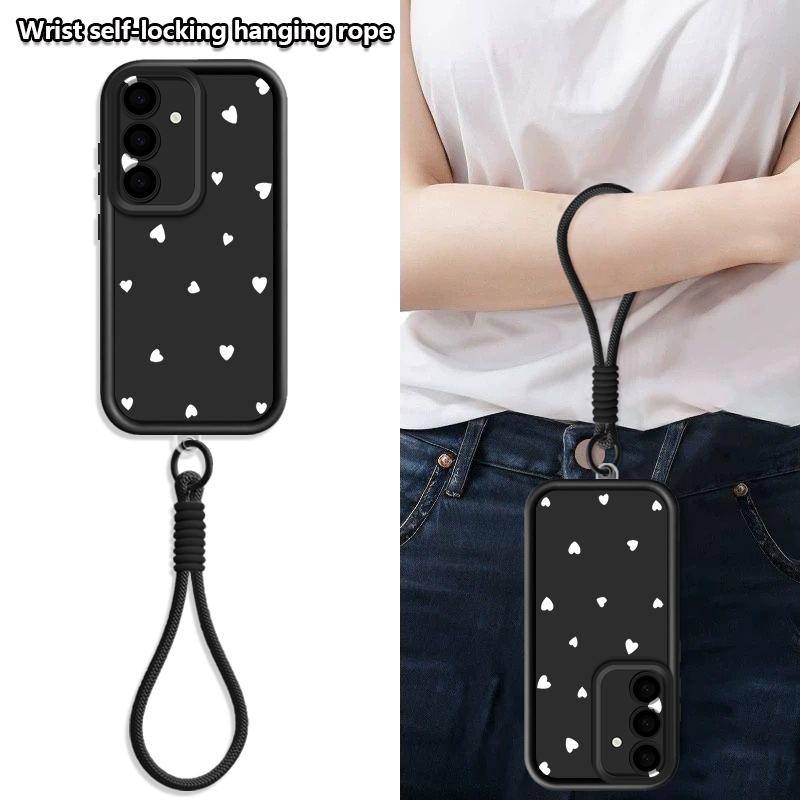 Simple Love Patterned Lanyard Phone Case For Samsung Galaxy S2 S24 FE S26 S24 S23 S22 Ultra S23 Plus S2 Edge Soft Strap Cover