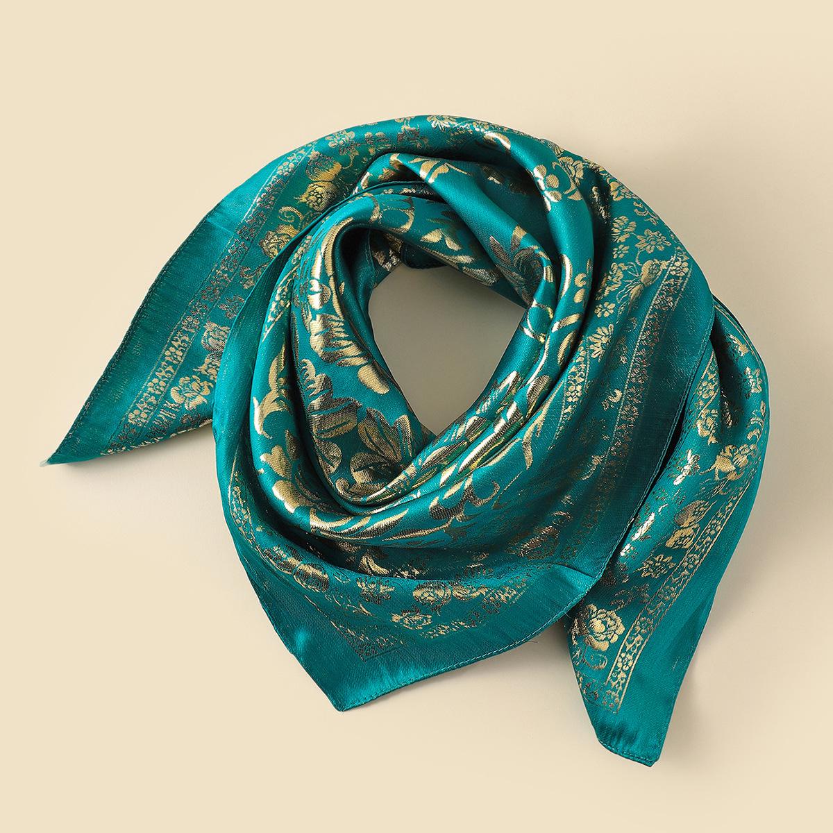 B585-4 Ethnic Style Jacquard Square Gauze Headscarf, Plain Color