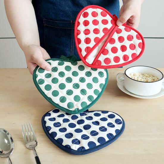 2-in-1 Anti-Scalding Gloves Double Layer Cotton Insulation Pads High Temperature Resistant Oven Mitts for Baking Kitchen