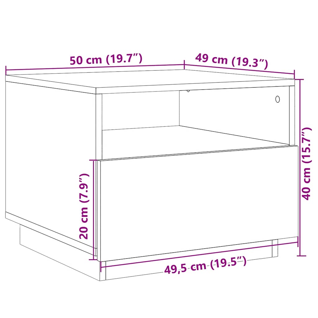 LED Coffee Table in Concrete Grey 50 x 49 x 40 cm