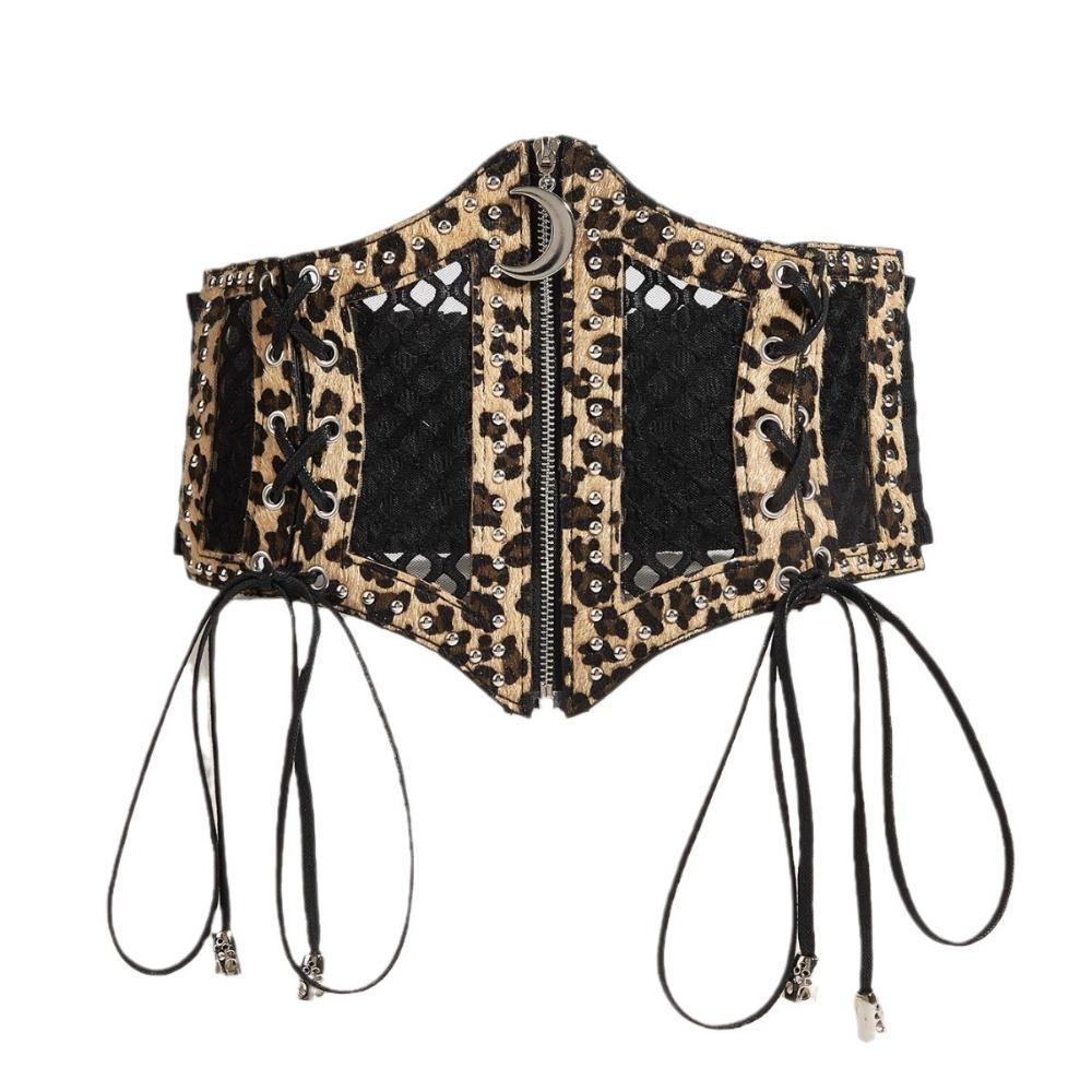 Elastic Gold Cummerbunds Shinny Blingbling Corset Belt Personality Leopard Print Waistband  Women