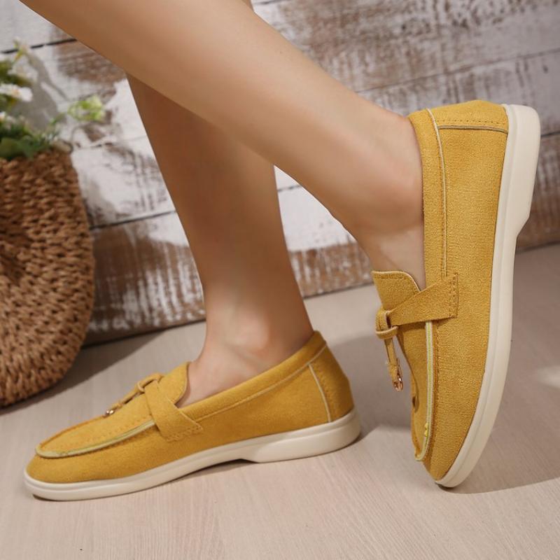 Summer Walk Loafers Women Flat Shoes Khaki Suede Leather Tassel Metal Lock Slip On Slippers Mules Driving Shoes Causal Moccasins