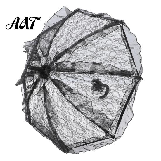 Vintage Style Sunshade Gothic Lace Umbrella, Black Bridal Parasol for Halloween UV Resistant Umbrella Witch Cosplay, Wedding Decoration, Stage