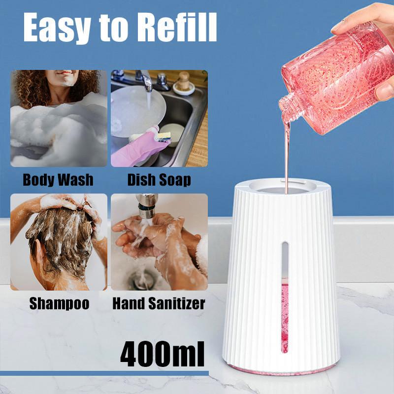 400ml Automatic Foaming Soap Dispenser 2-Level Adjustable Touchless Soap Dispenser Electric Rechargeable Foam Hand Soap Dispenser for Bathroom Kitchen