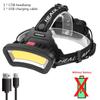 COB LED Wide Headlamp Wide Range Lighting USB Rechargeable LED Wide Angle Headlight with Battery Level Display 2*18650 Batteries