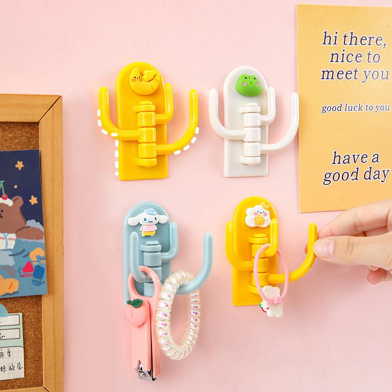 Niedliches Tier Kreativ Cartoon Bunt Drei Haken Spurlos Freies Stanzen Haken Wohnzimmer Schlafzimmer Drehbar Mehrzweckhaken