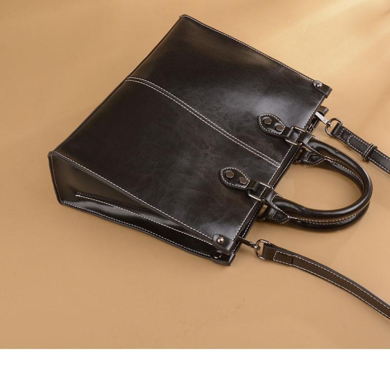 Bolso bandolera retro europeo y americano para mujer, bolso de mano de cuero con costuras, bolso femenino