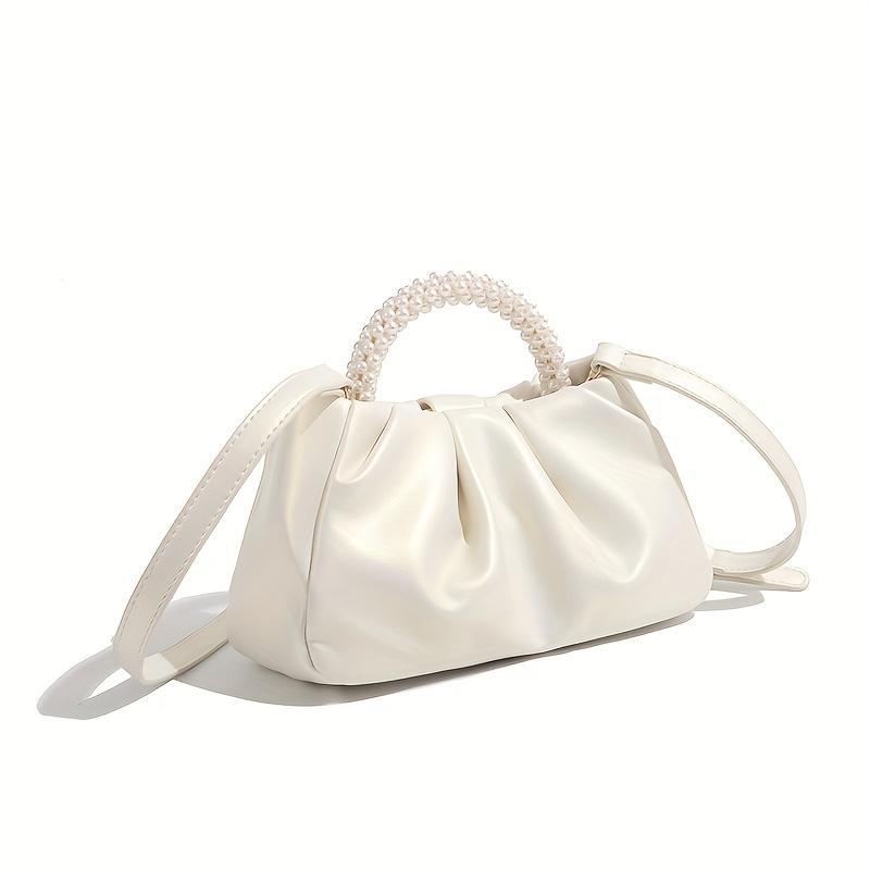 Elegant Pearl Handle Evening Clutch Chic Women's Dinner Handbag Adjustable Strap for Shoulder or Crossbody Wear Perfect